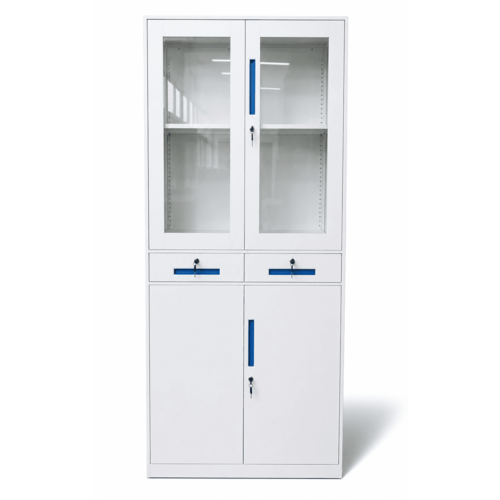 WLS-09-12 2 GLASS DOOR+2 METAL DOOR + 2 DRAWER METAL FILE CABINET 1850X900X400MM